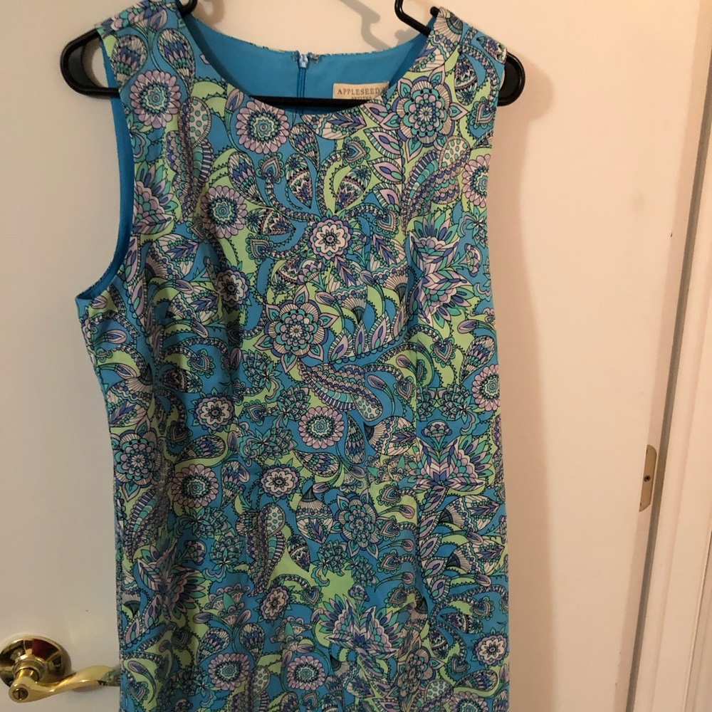 Appleseed’s petites 12P blue print dress.